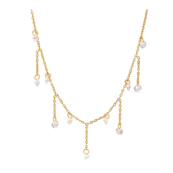Collier à pampilles superposé avec Zircon Chaîne Argent Doré Pendentif Goutte d'eau Scintillante Bijoux Légers Hypoallergéniques pour Femmes