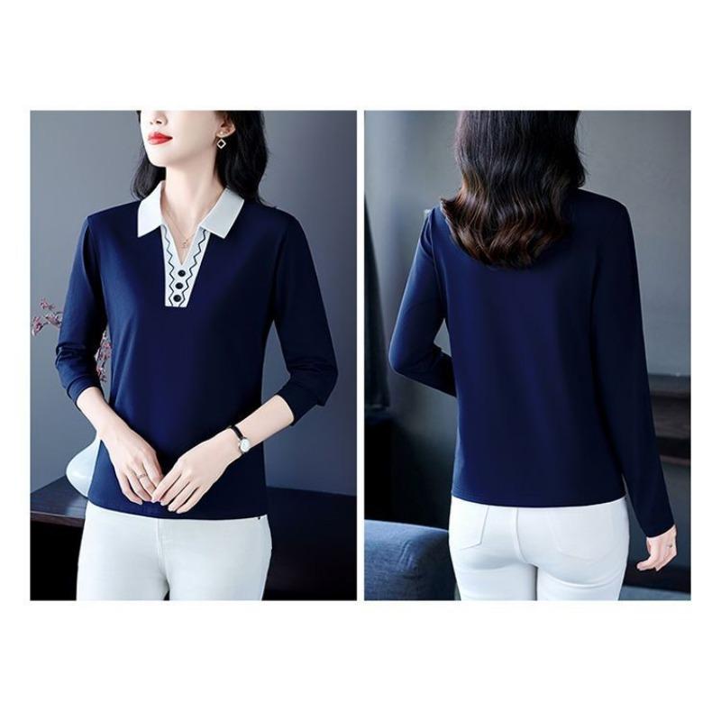 Clearance Clearance Fashion Trend Versatile Design High-end Western Style Sports Lapel Long-sleeved T-shirt