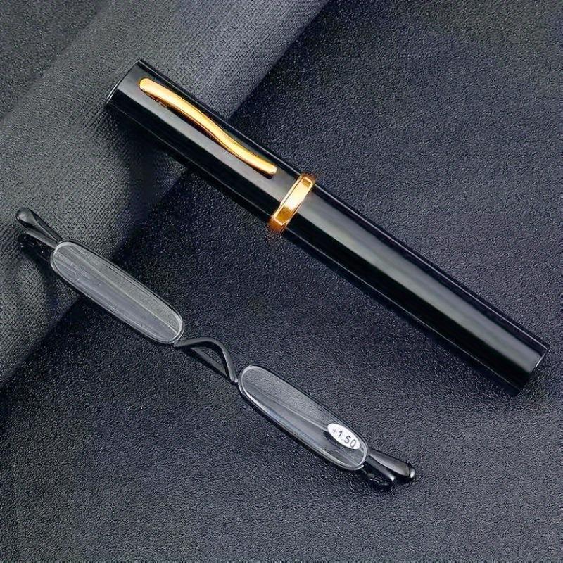 2pcs Slim Pen Reading Glasses with Golden Accents  Includes Hard Clip Case Portable & Stylish Presbyopic Eyewear for Men & Women