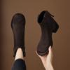 Krazing Pot Cow Suede Nubuck Winter Round Toe Modern Boots Med Heels Zipper Women Ankle Boots