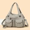 Women's Brown Textured Leather Hobo Bag Braided Detail Multi-Pocket Crossbody Shoulder Bag Fashion Casual Daily Handbag