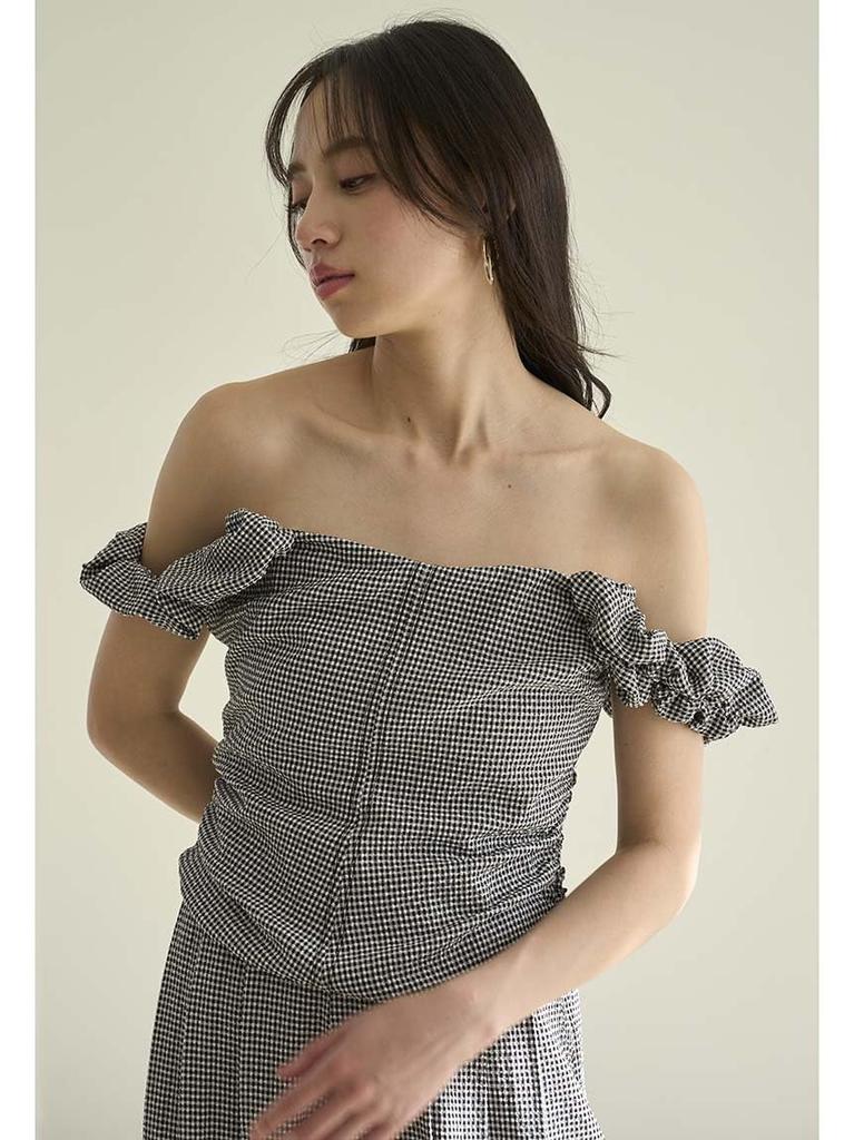 Snidel Design Bluse mit Puffärmeln SWFB252096 Karomuster für Damen