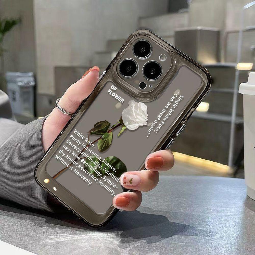 Minimal rose is suitable for iPhone17 mobile phone case 16pro niche x Apple 15 all-inclusive 13 Xiaohongshu the same 14
