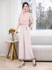 Women's Summer Ice Silk Wide-Leg Pants: Versatile, Slimming Nine-Point Pants for Middle-Aged and Elderly.
