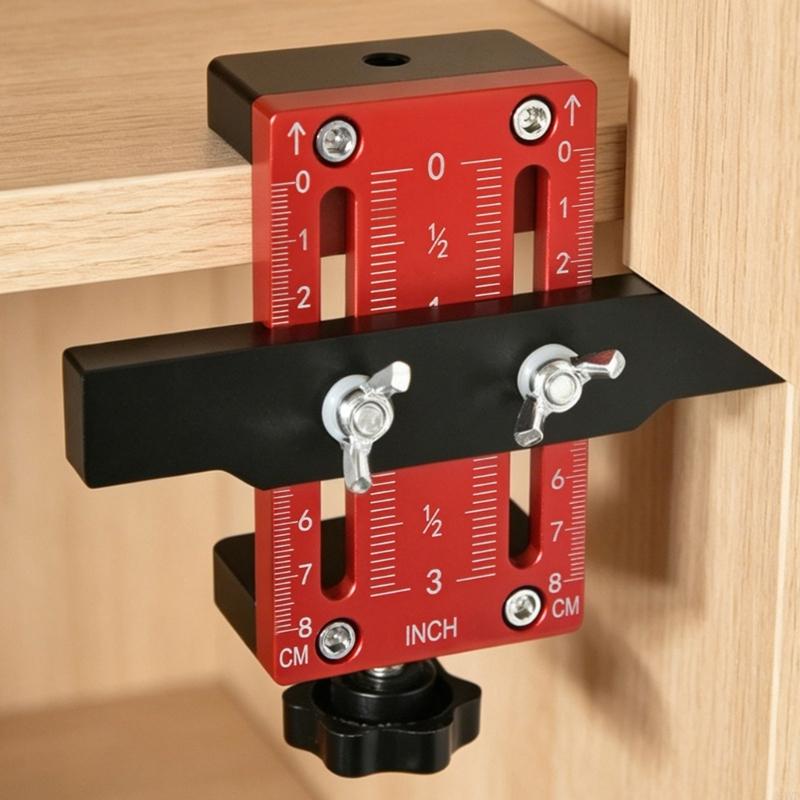 Cabinet Door Installation Jig With Adjustable Aluminum Handle For Precises Positioning And Easy Mounting M4YD