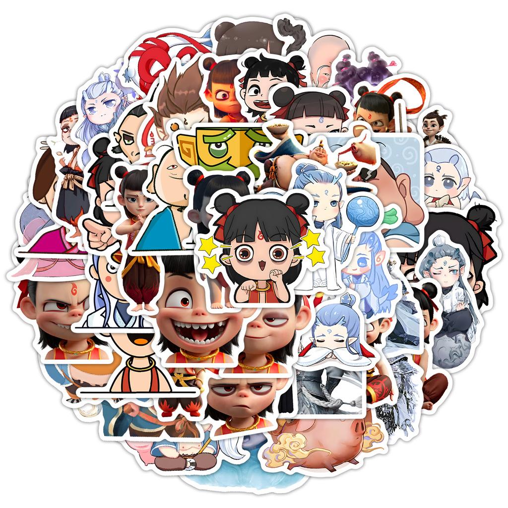 50 Filme Nezha Teufelskind Meer Kritzel Aufkleber Kreative Anime Aufkleber Wasserbecher Handy Wasserdicht Dekorationsaufkleber