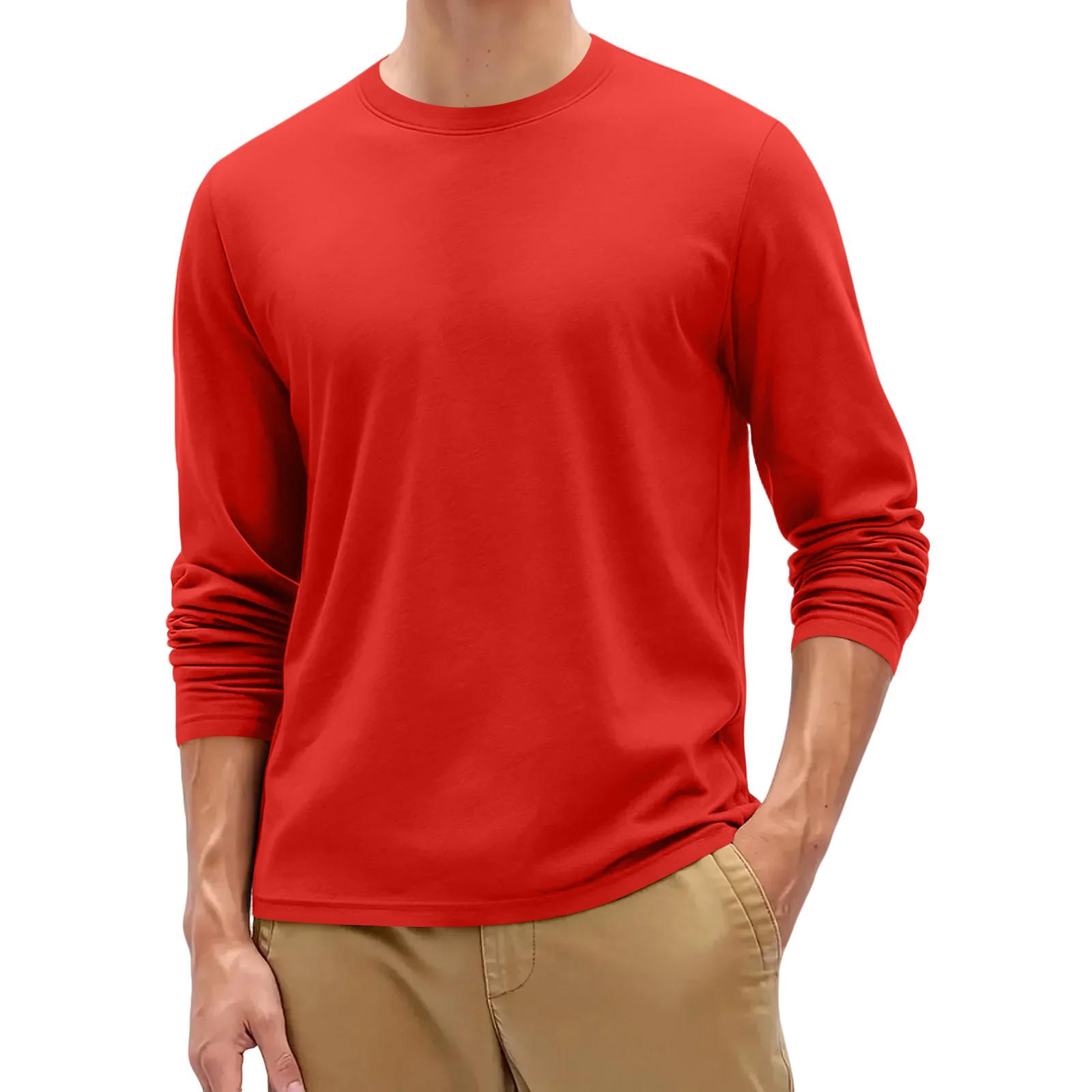 

Men Long Sleeve Crew Neck T Shirt Classic Fit Lightweight Casual Tee Soft Fabric for Everyday Wear XL красный