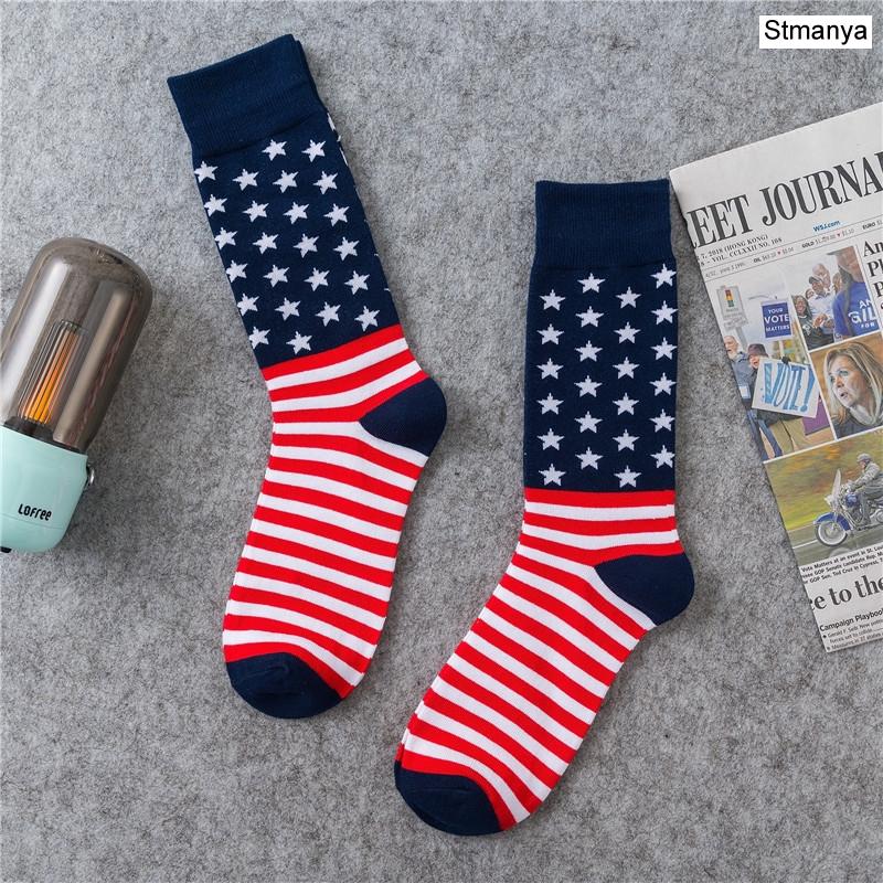 New US Flag socks women men Charm Hip Hop socks funny Fashion streetwear Cotton long tube Sock Party Gift