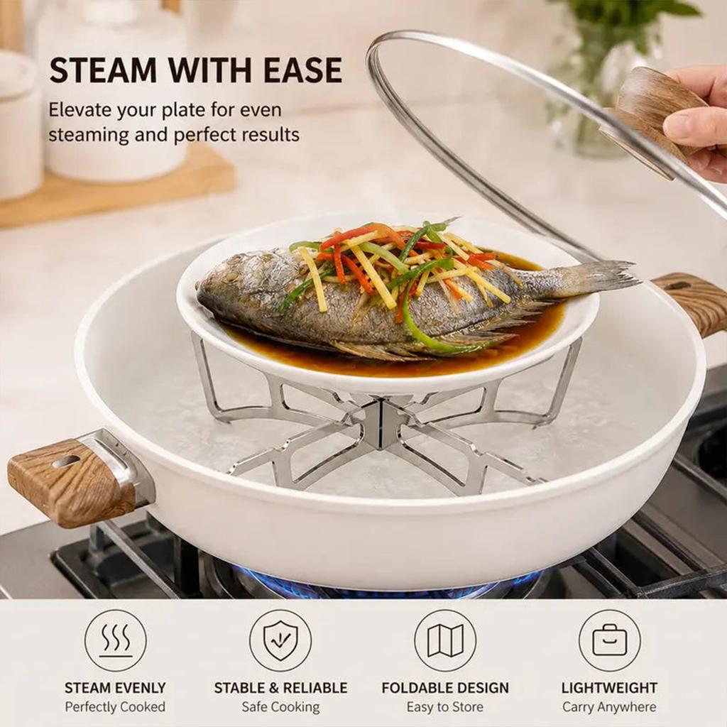 Reversible Foldable Steamer Rack for Pot, Cross-Shaped Steamer Insert for Vegetables and