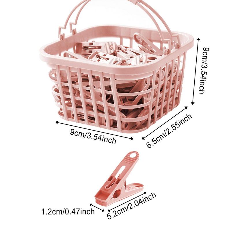 30PCS Clothesline Clips Windproof Household Laundry Pins Clips with Basket Small Clothes Pegs for Socks Underwear Towels Clips