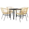 VidaXL 5pcs Garden Dining Set Brown Poly Rattan Glass, Outdoor Dining Set 3334591