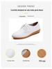Women's White Lace-up Round Toe Non-slip Genuine Leather Flat Shoes - Casual & Versatile Korean Style