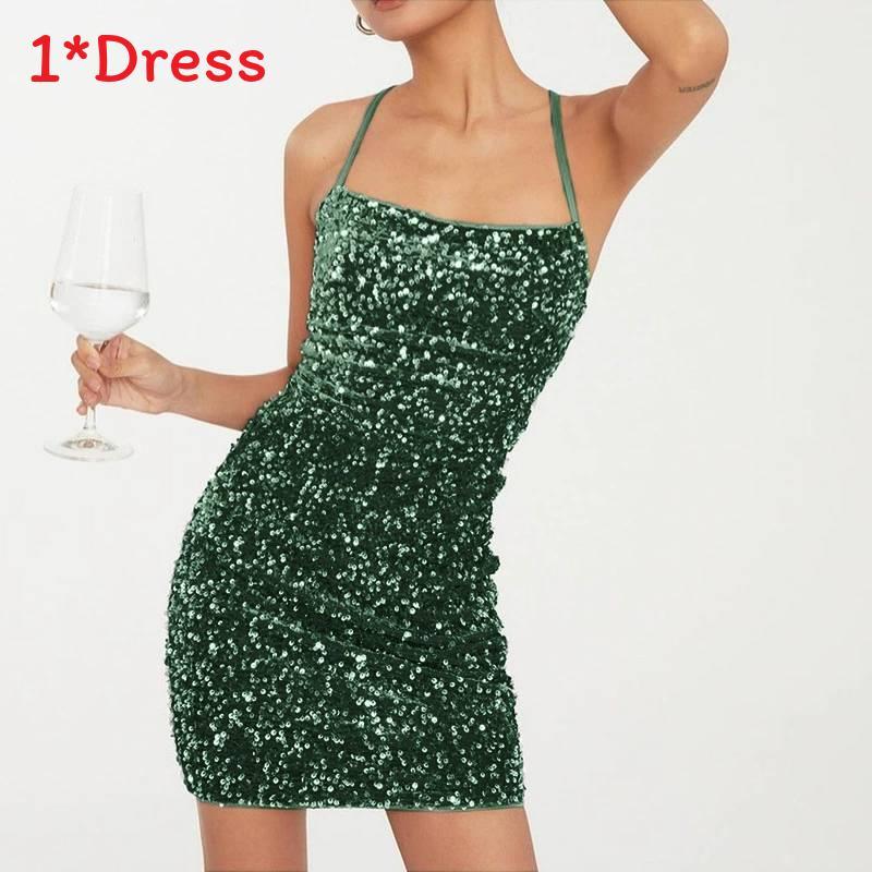 Spring Fashion Womens Sequin Halter Dress With Slim Fit And Backless Style For Elegant Parties