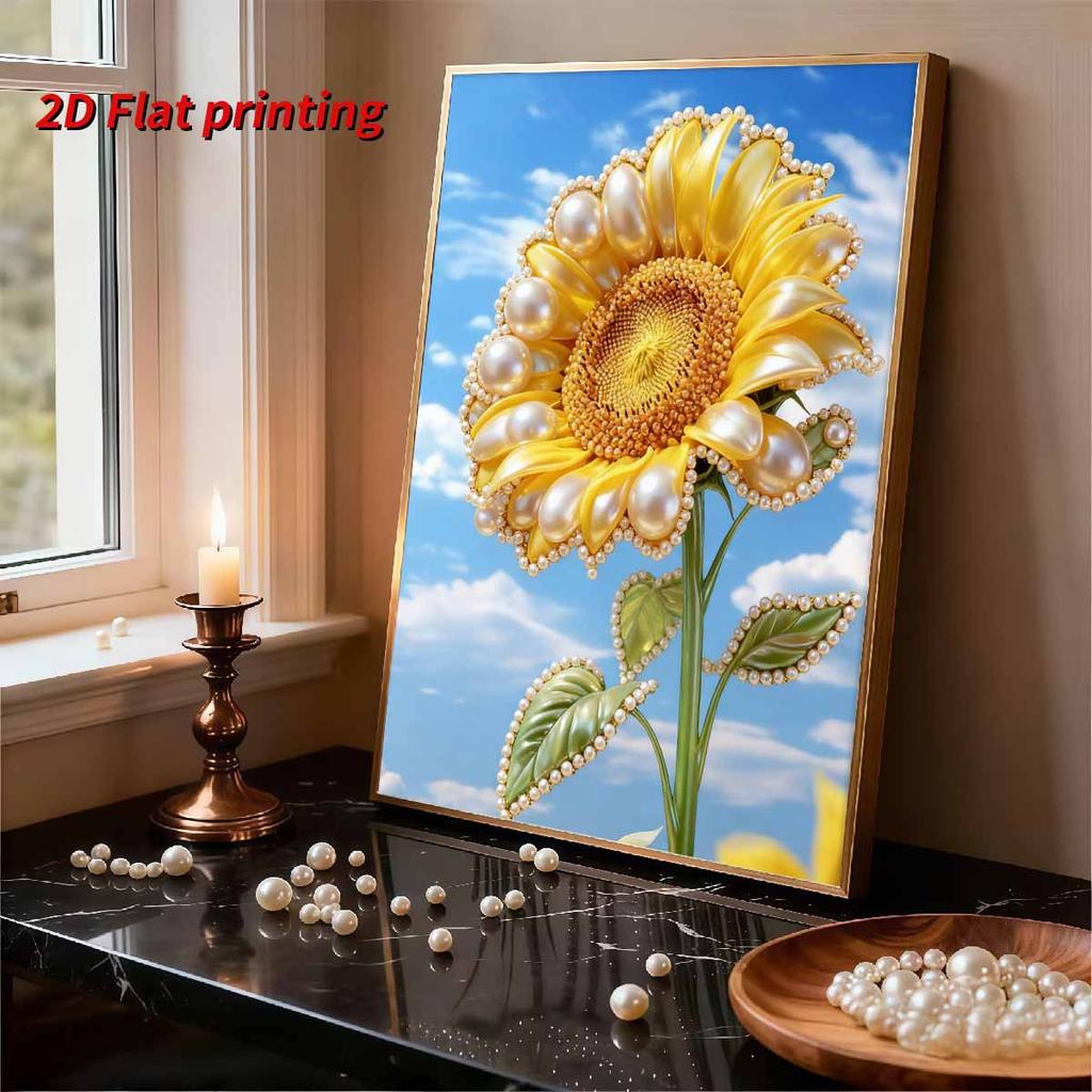 DIY Diamond Art Pearl Painting Kit for Adults, Sunflower Special Shaped Pearl Art Painting Wall for Home Office Decor Handmade Gift