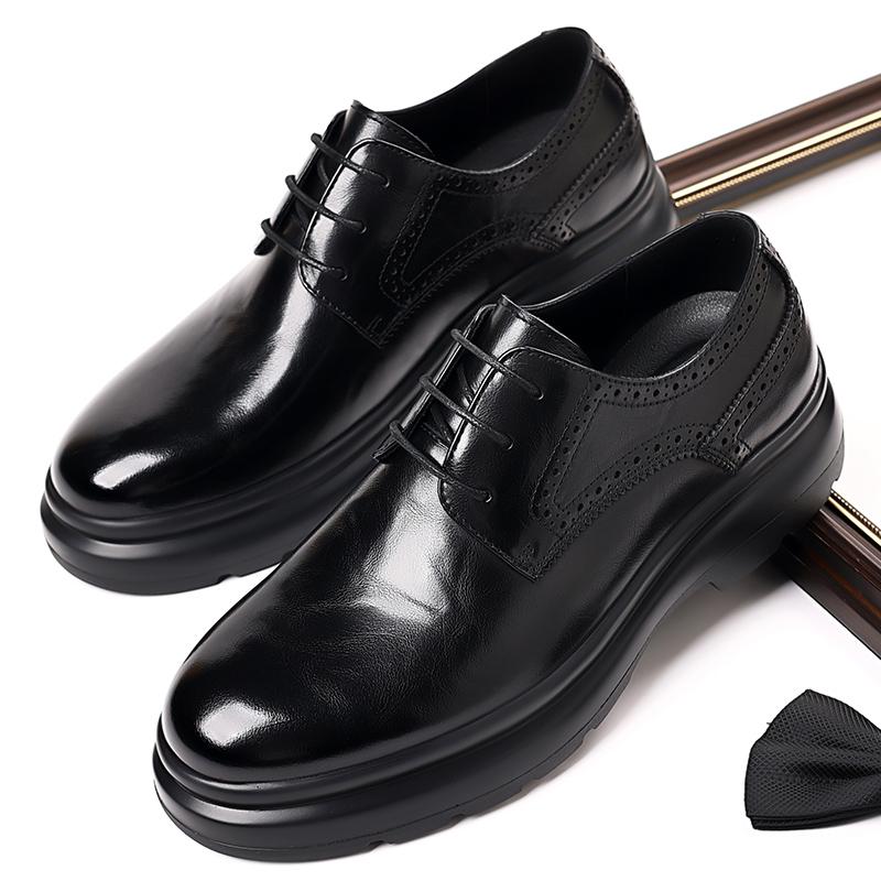 Thick Bottom Men's Oxford Shoes New Stylish Casual Business Shoes New Arrival Leather Sneakers Simple Versatile Derby Footwear