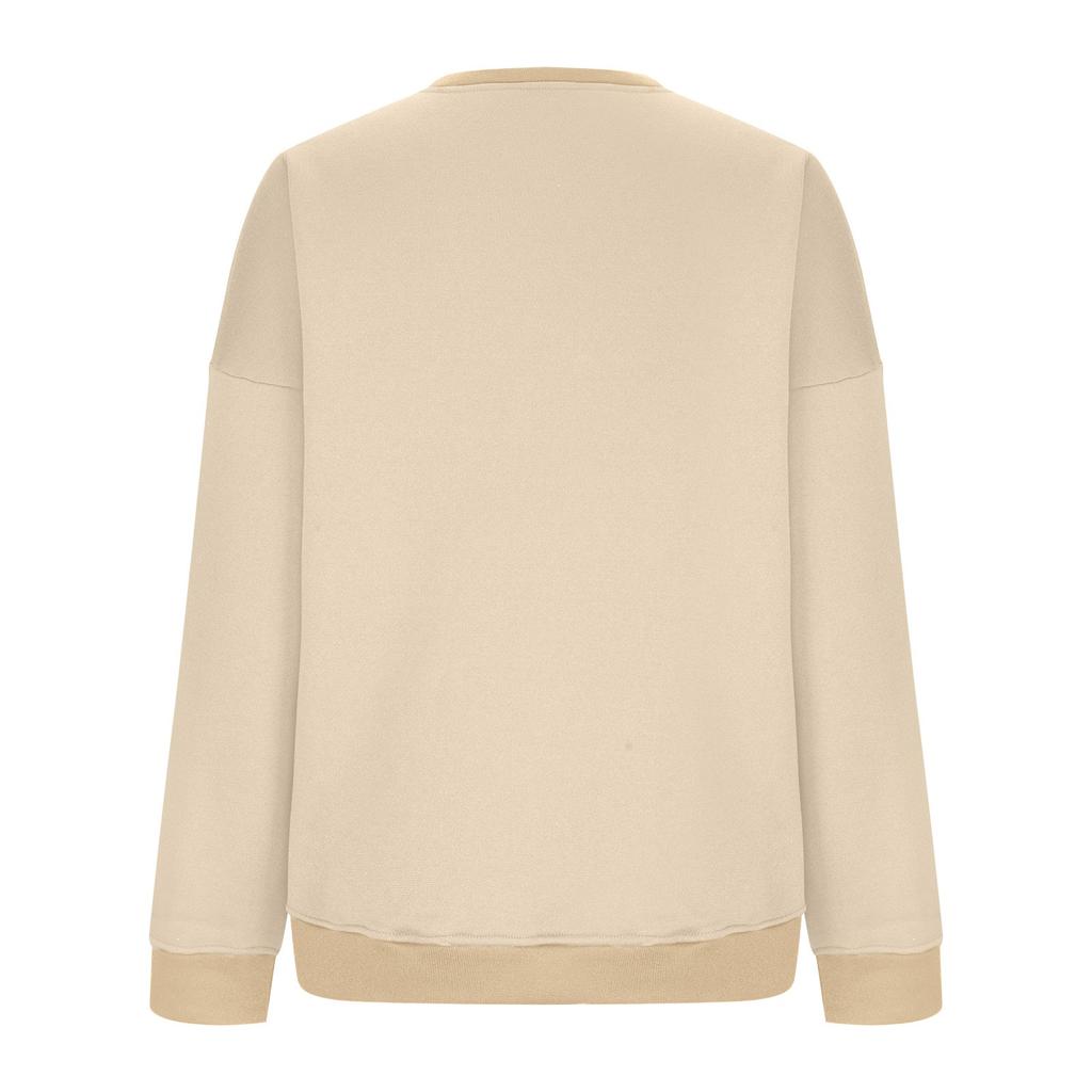 Damen Winteroberteile Langarm-Sweatshirt mit Rundhalsausschnitt und lockerer Passform, Pollover-Fleece-Oberteile