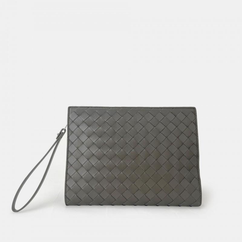 Genuine Leather Woven Card Holder Wallet Men Women Compact Envelope Clutch Bag Daily Commute Business Use