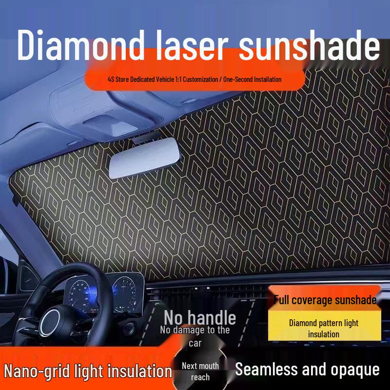 Upgraded Laser Plaid Car Windshield Sunshade Umbrella - Heat Insulation & Sun Protection