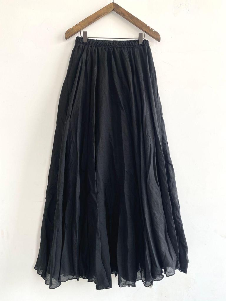 2025 Linen Blend Ruffle Hem Midi Skirt, Spring/Summer Collection, Available in 4 Colors and 2 Sizes, Casual & Versatile Design