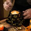 300ml Halloween Ceramic Coffee Cup Irregular Unique Mug with Bat Ghost Pattern Spooky Gift for Home Decor