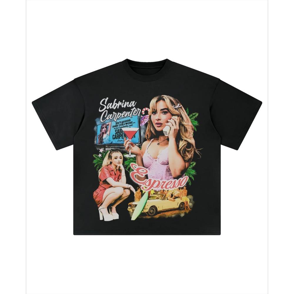 Summer Sabrina Carpenter men's T-shirt with round neck, 100% cotton short-sleeved Hip Hop Harajuku streetwear