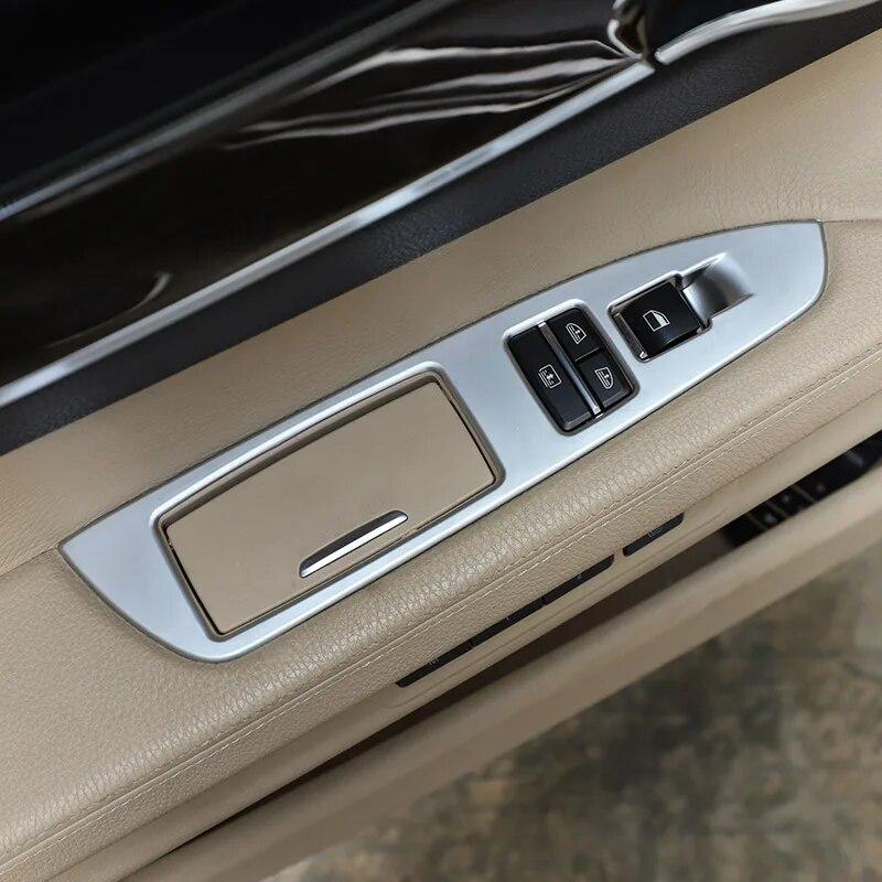 For BMW 7 Series F01 F02 G11 G12 ABS Silver/Carbon Fiber Car Window Lift Switch Button Frame Cover Trim Stickers Car Accessories