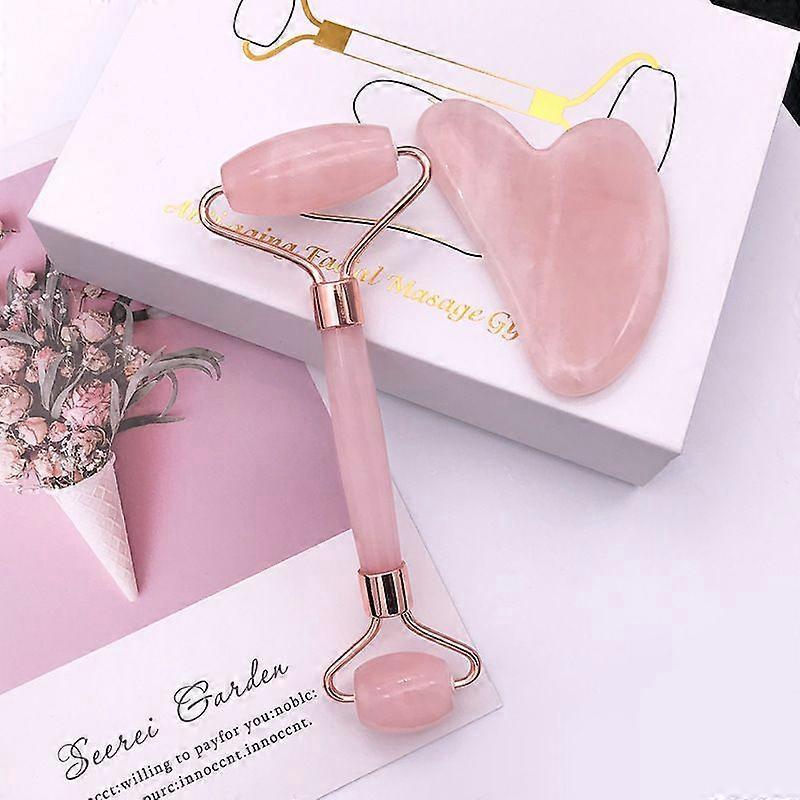 Roller Gua Sha Board Heart Shape Set Jade Roller Facial Massager_Special Gift
