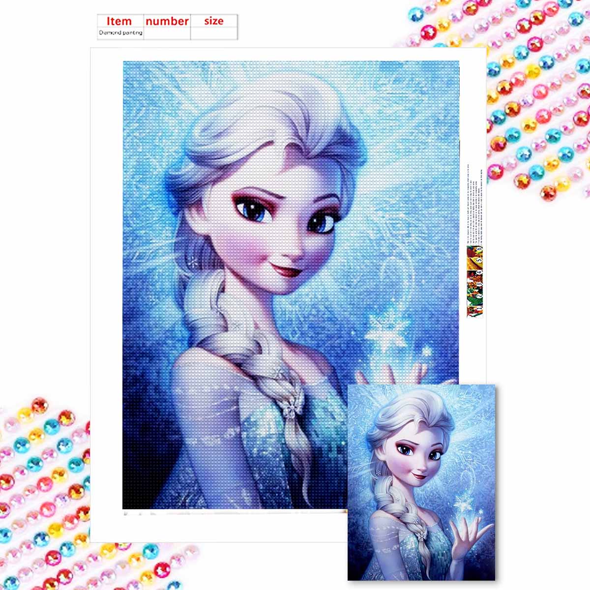 

Полная круглая алмазная живопись Ледяная королева Аиша Искусство Стразы Картина Мозаика Сделай сам 5D Вышивка крестом Домашнее украшение Round 20x30cm