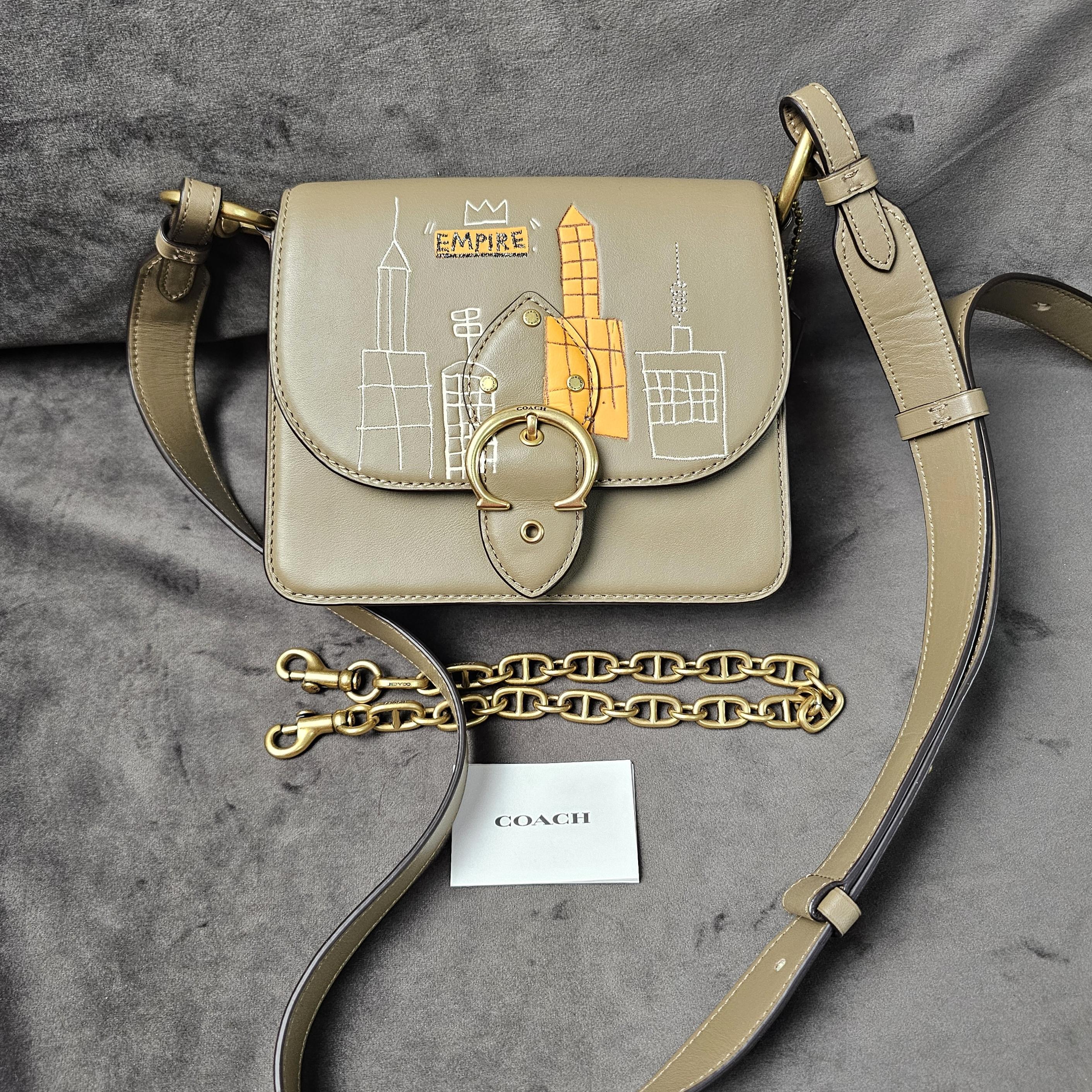[Pre-Owned] X Basquiat Beat 18 Collaboration Starry Sky Embroidered Chain Leather Square Handbag - Excellent #HXLQHR ONE SIZE