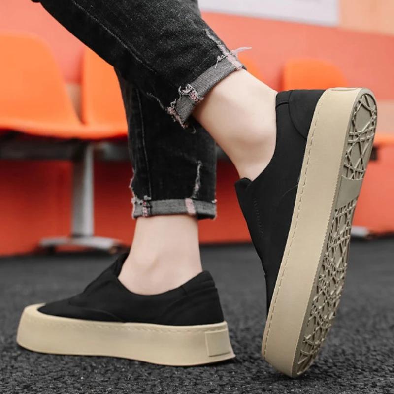 Fashion Sneakers Round Toe Slip-on Canvas Men's Casual Shoes Non Solid Color Designer Luxury Low Price Hiking Work Walking Male Shoe