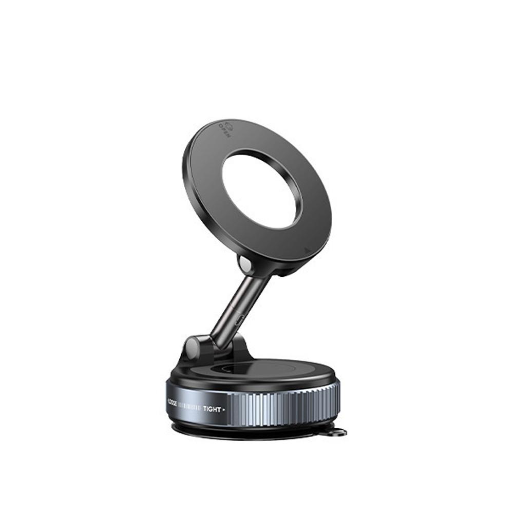 2026 Car Phone Magnetic Stand Mechanical Vacuum Suction Cup Rotate 360° Magnetic Adsorption Bracket Navigation Universal Holder чёрный