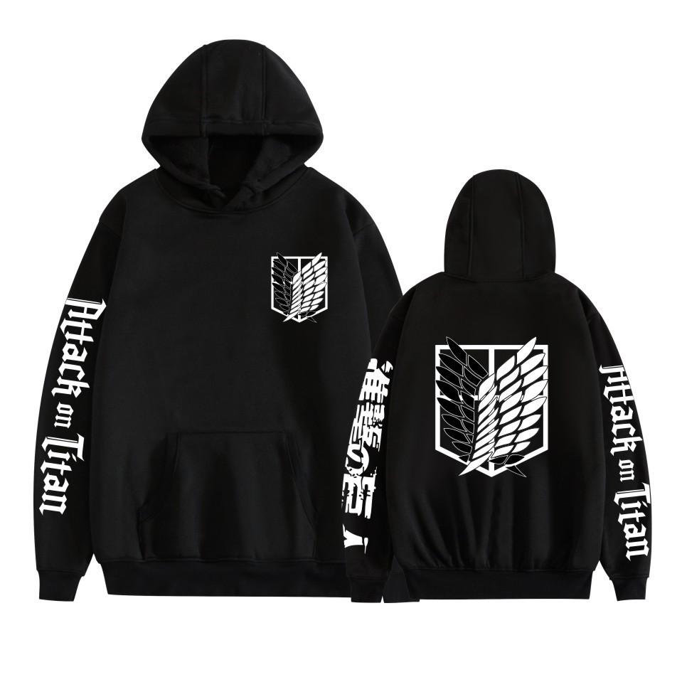 Fashion Attack on Titan Mens Casual Hoodie Sweatshirt CARTOON Hoodie Pullover Unisex Oversized Sweatshirt XS чёрный