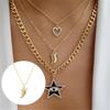 Simple Paper Clip Chain Diamond Necklace Jewelry Women Evil Eye Pendant Necklace  Trendy Gold Chain Collares Bijoux