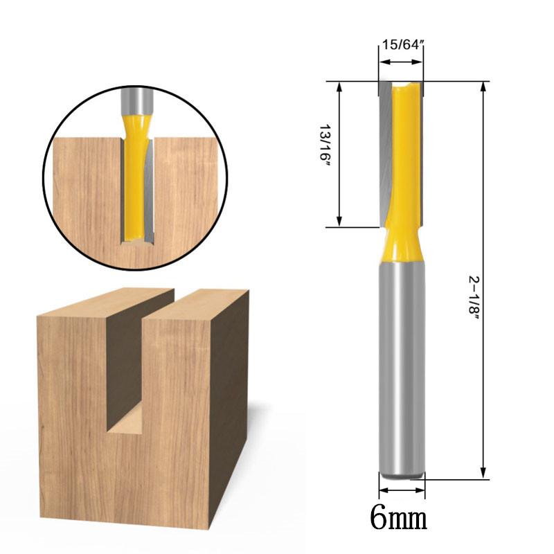6pcs Router Bit Set 6mm 1/4inch Shank Trimming Straight Milling Cutter Wood Bits