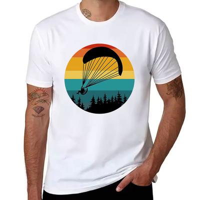 Men's Cotton Short Sleeve T-Shirt Retro Paragliding Print Outdoor Sports Themed Casual Tee