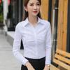 Women's Fashionable Blue Pleated Long Sleeve Shirt - Professional Workwear for Spring/Autumn