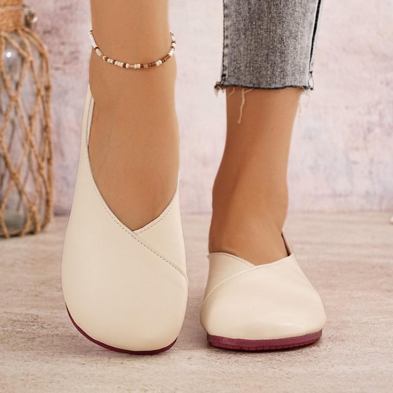 

Fashion Women s Slip on Leather Loafers Spring Autumn Ballet Shoes Ladies Casual Round Toe Cute Flats Nurse Shoes Sneakers Plus 36 светло-бежевый