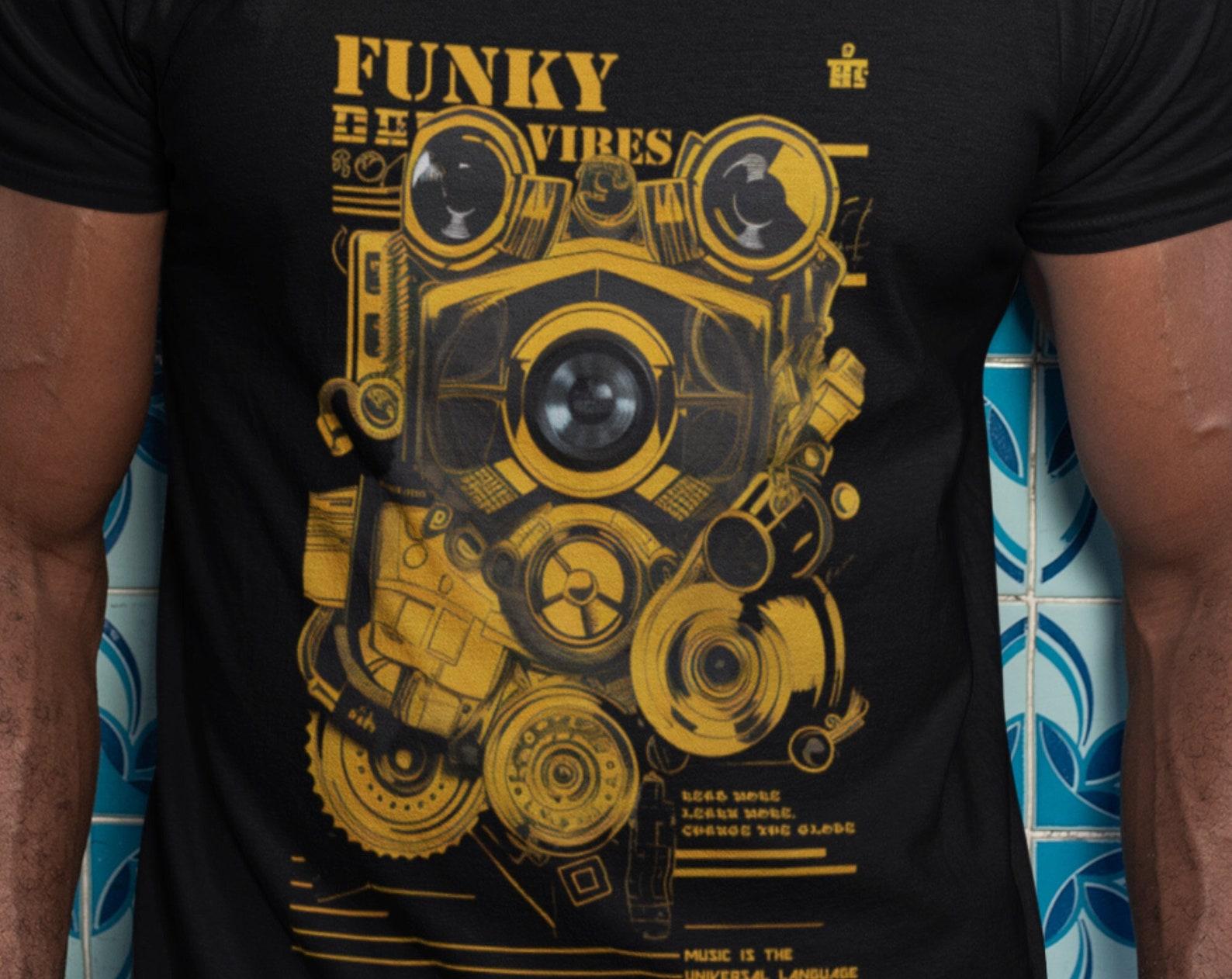 Funky Vibes T-Shirt: Retro DJ Music Tee S
