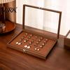 Jewelry Box with Partitions Ring Storage Box, Durable Wood Compartmentalized Design, Soft Neat And Orderly Velvet Interior Multi-grid Organizer,