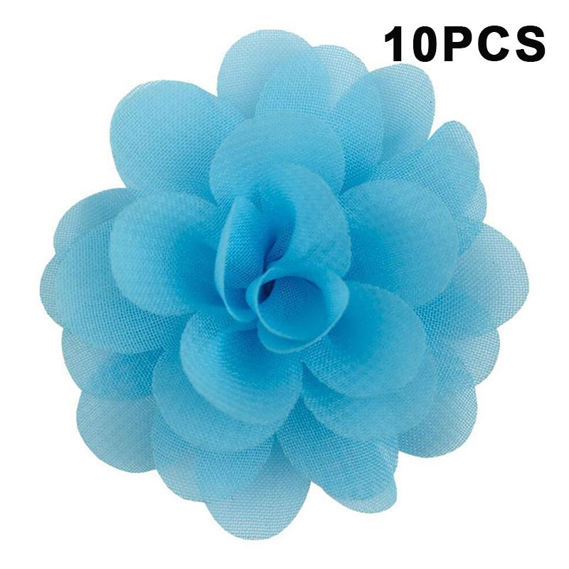 10 stuks 3,5 cm Chiffon Bloemen Haarstrikken Volledig Gevoerd Bloemetje Kleine Haarclips Fijn Haar Meisjes Voor Baby's Peuters Set