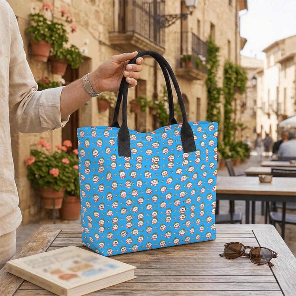 Cute Snowman Print Canvas Tote Bag for Daily Use Shopping