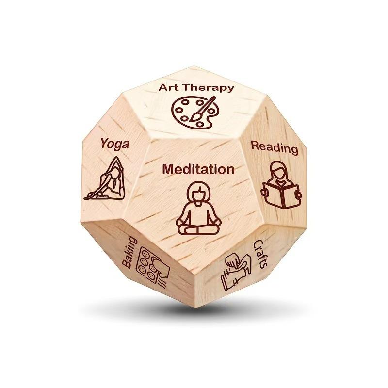 Beech Wood Twelve-Sided Decision Dice for Food, Activity, Movie, and Date Night