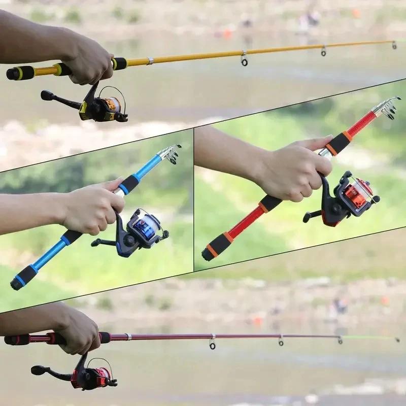 Fishing Pole Set Full Kits With Telescopic Portable Fishing Rod And Spinning Reel Baits Hooks Travel Pole Set