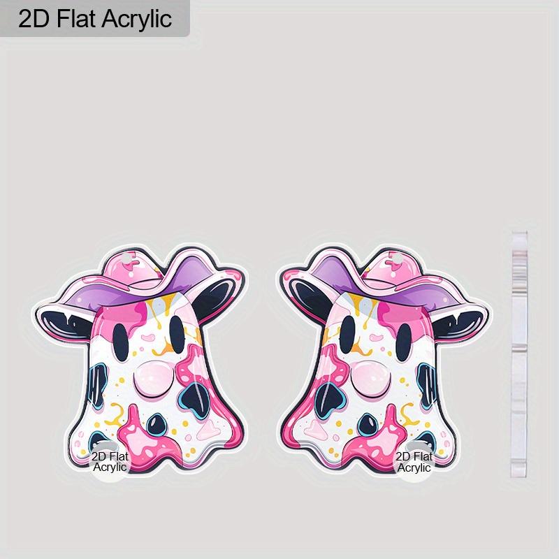 2D Flat Funny Cute Halloween Double Sided Acrylic Ghostly Dangling Earrings Women's Halloween Costume Praty Jewelry Festival Gift