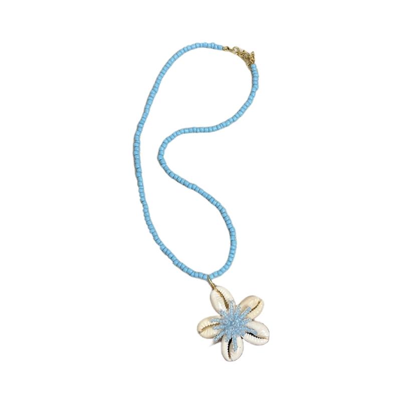 Bohemian Coconut Tree Pendant Necklace With Shell Beads Alloy Acrylic Layer Chain Jewelry for Women Beach Vacation