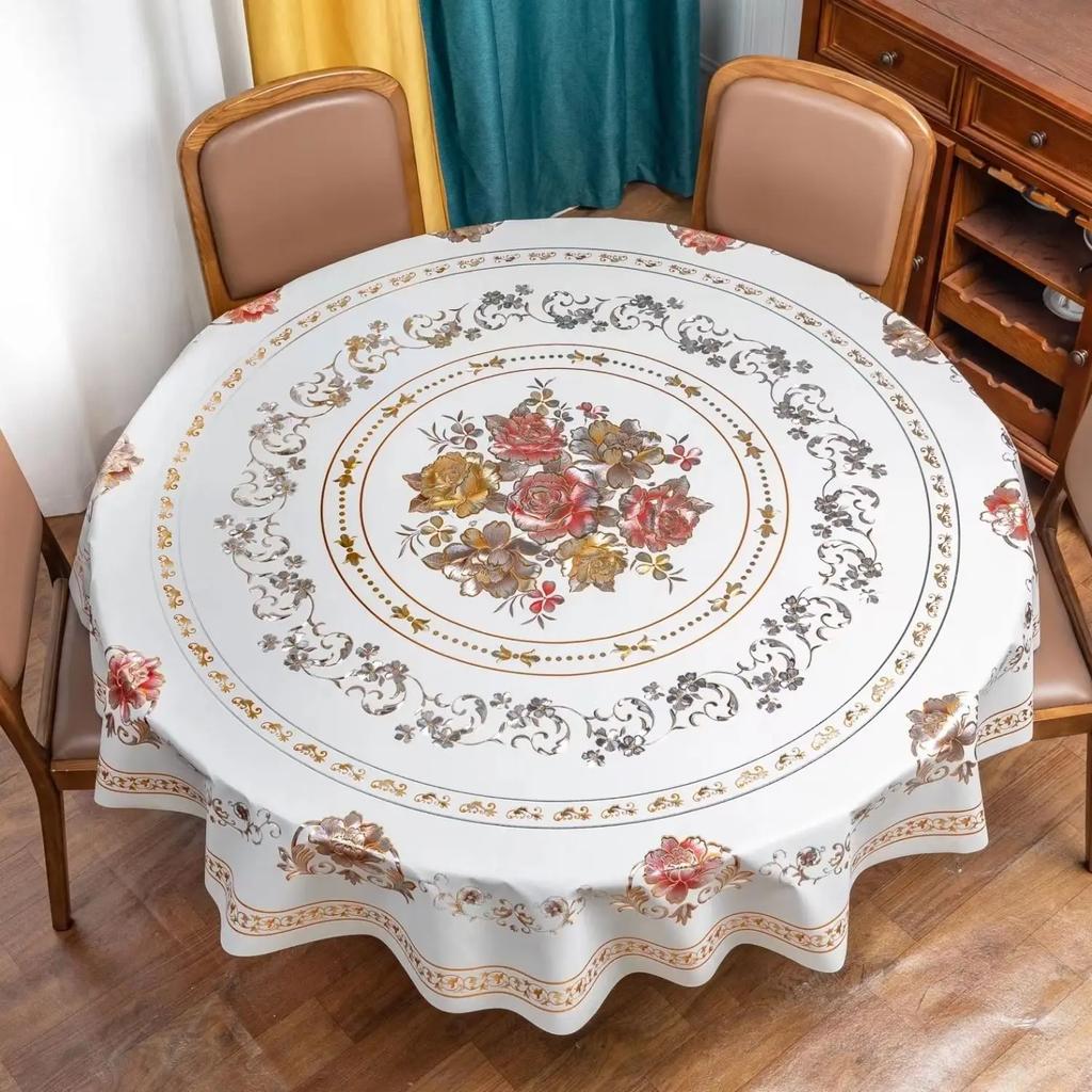 Thickened Circular Square Tablecloth Waterproof Oil Proof Washable PVC Desk Mat Simple Table Cloth for Household Dining Tables