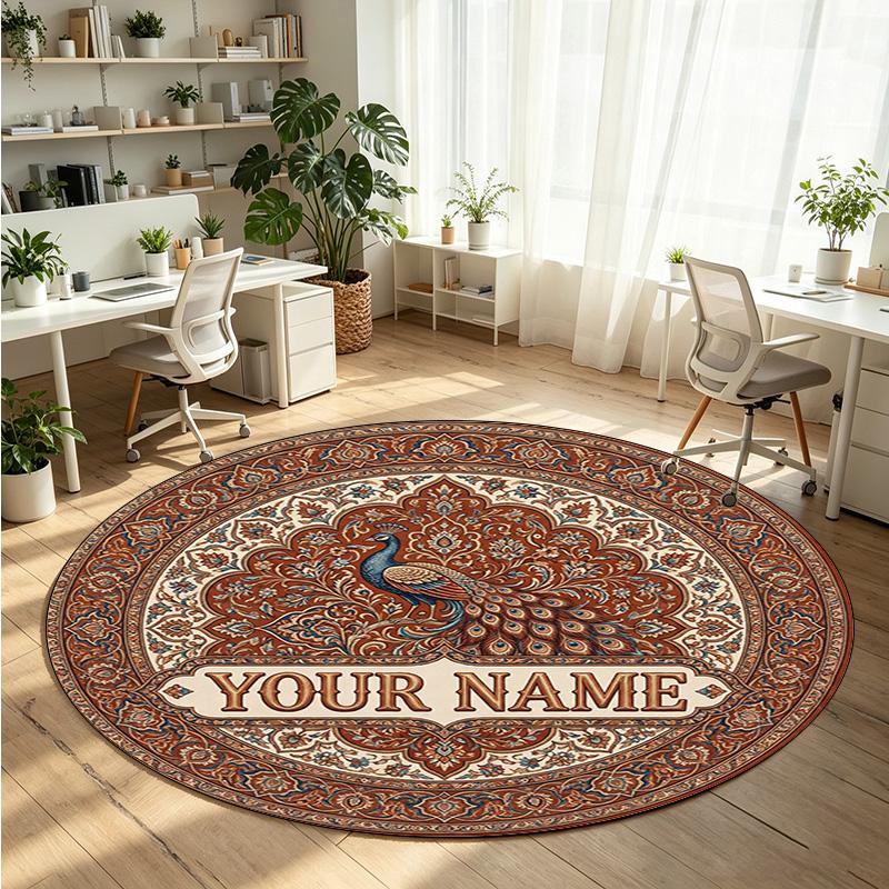 Adorno de Mandala (202) Alfombra de Terciopelo Redonda con Cristales Personalizada con Nombre y Texto Felpudo Personalizado Decoración del Hogar Alfombra de Cristal Antideslizante