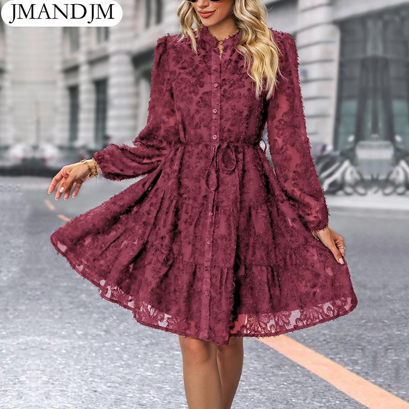 

Женское осенне-зимнее элегантное платье трапециевидной формы с длинным рукавом и v-образным вырезом средней длины с высокой талией