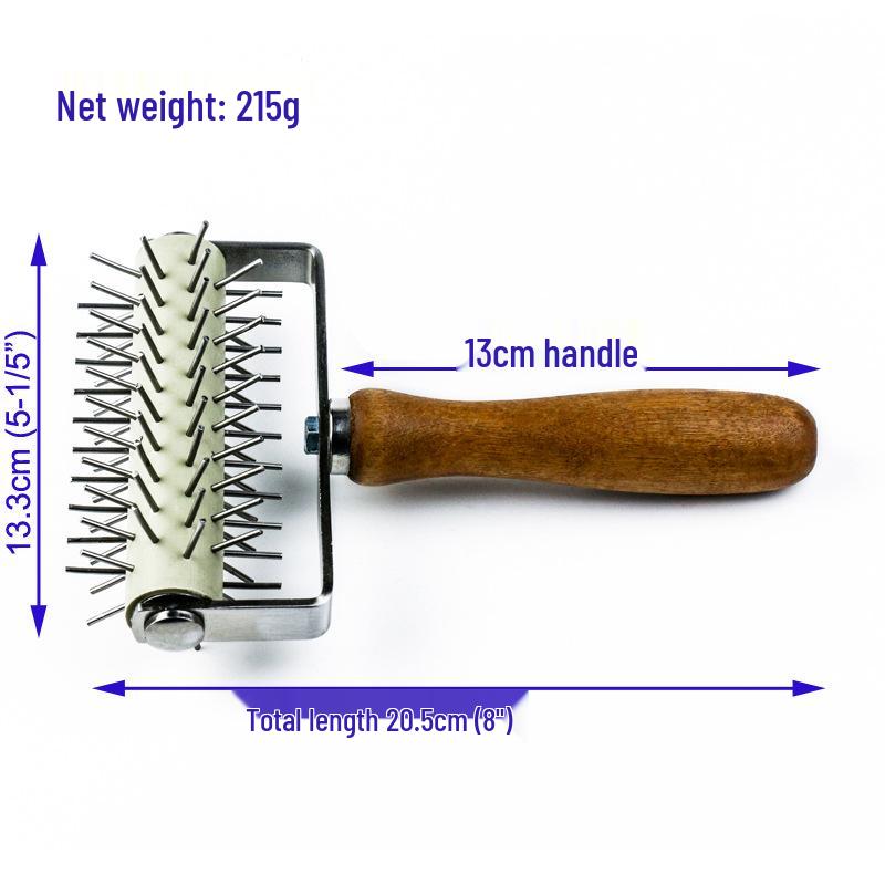 Stainless Steel Rolling Pin & Pizza Docker with Hardwood Handle