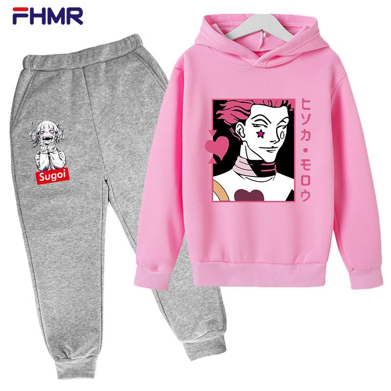 Lovec na plný úvazek Teplý ležérní chlapecký a dívčí svetr s kapucí + dětské kalhoty